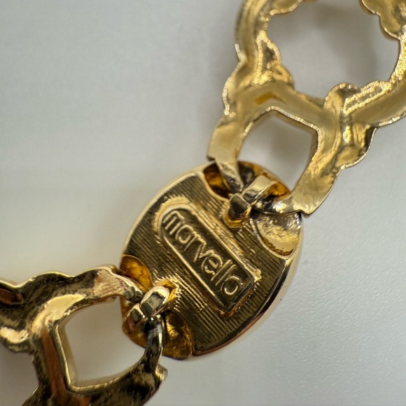 Vintage Marvella Gold Tone Faux Pearl Choker Necklace Signed - Picture 4 of 4